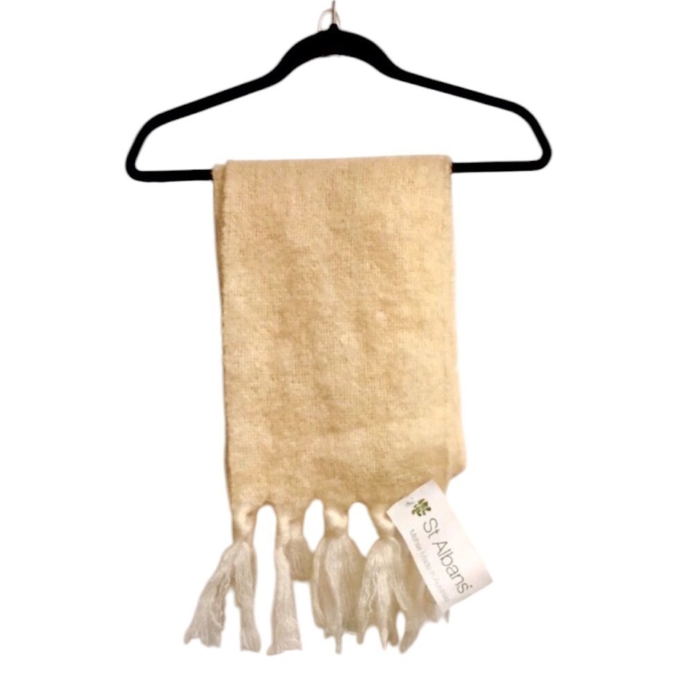 Vintage St ALBANS Australia Mohair Wool Winter Scarf Cream